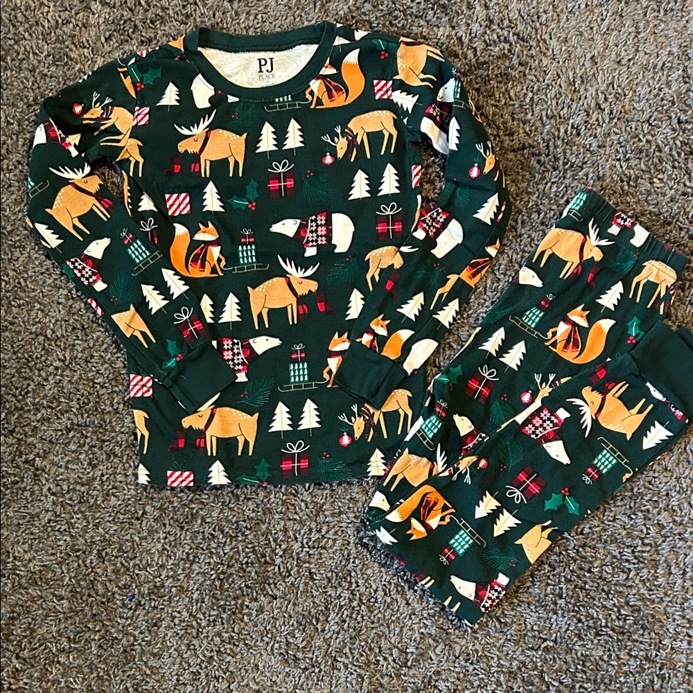 The Children's Place Forest Animal Pajama Set - Green and Orange